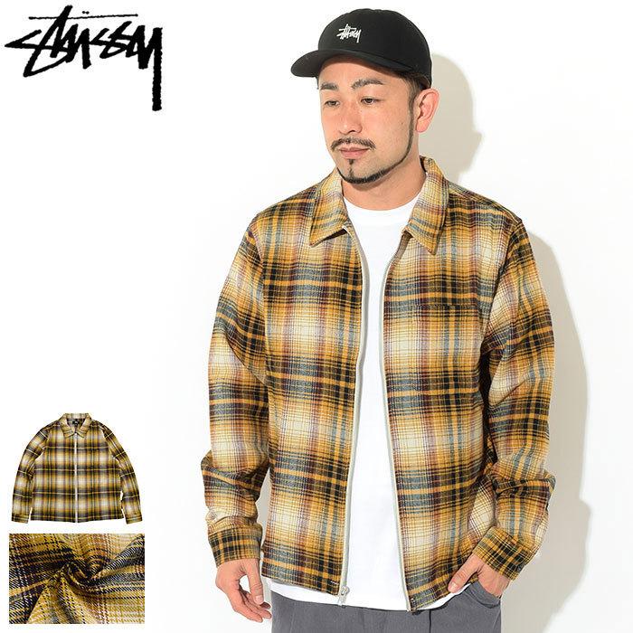 ステューシー stussy ジップシャツ ジップアップシャツ チェックシャツ-