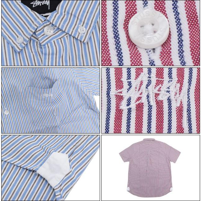 old stussy 折れクラウン 刺繍ロゴ ストライプシャツ ボタンダウン STUSSY（ステューシー） STUSSY Stripe Oxford シャツ 半袖(stussy