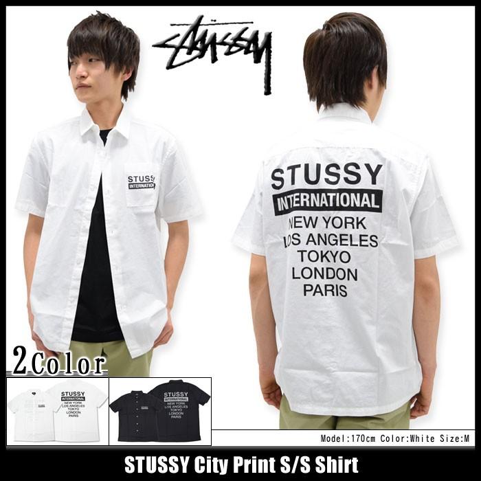 Stussy ホワイト 半袖シャツ Mサイズ STUSSY（ステューシー） シャツ 半袖 メンズ City Print(stussy shirt