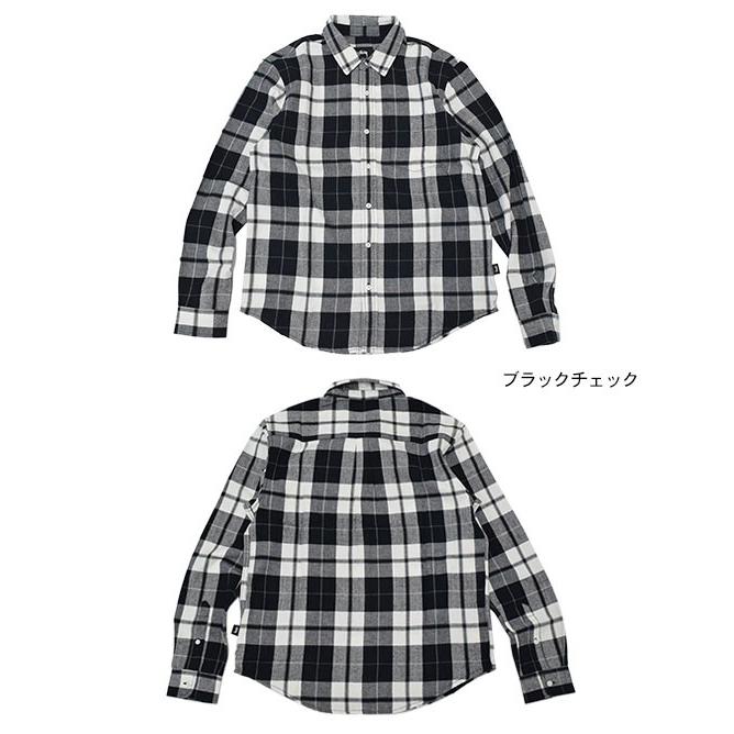 Stüssy ブラック　ホワイト　チェック柄シャツ XL オシャレポケット STUSSY（ステューシー） シャツ 長袖 メンズ Norfolk Plaid(stussy