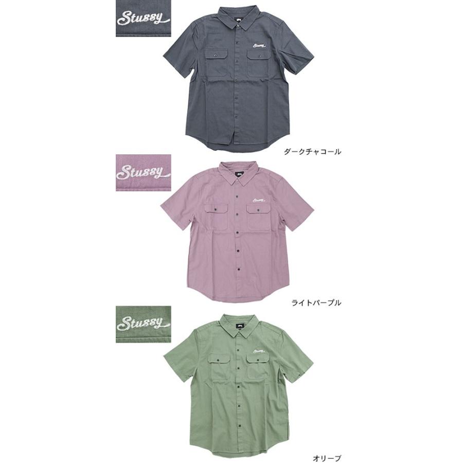 【希少　状態良好】Stussy 半袖ワークシャツ グレー　ワッペン　Lサイズ STUSSY WORKGEAR ステューシー ワークギア 半袖シャツ ワーク