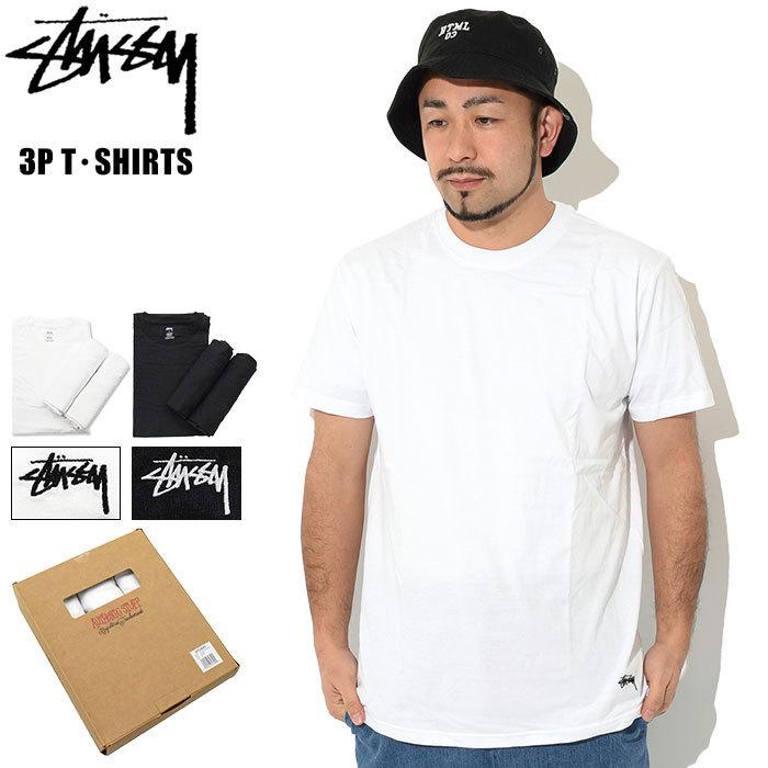 ステューシー Tシャツ 半袖 STUSSY メンズ Stussy Undershirt ( stussy tee アンダーシャツ 3枚組 3枚セット 3P 1140199 USAモデル 正規 )｜icefield