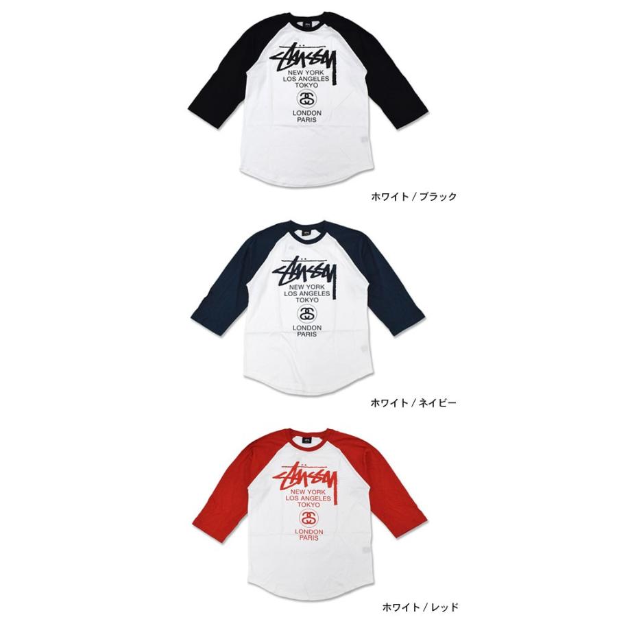 ステューシー STUSSY World Tour ラグラン 七分袖(stussy raglan カットソー メンズ・男性用 114746)｜icefield｜02