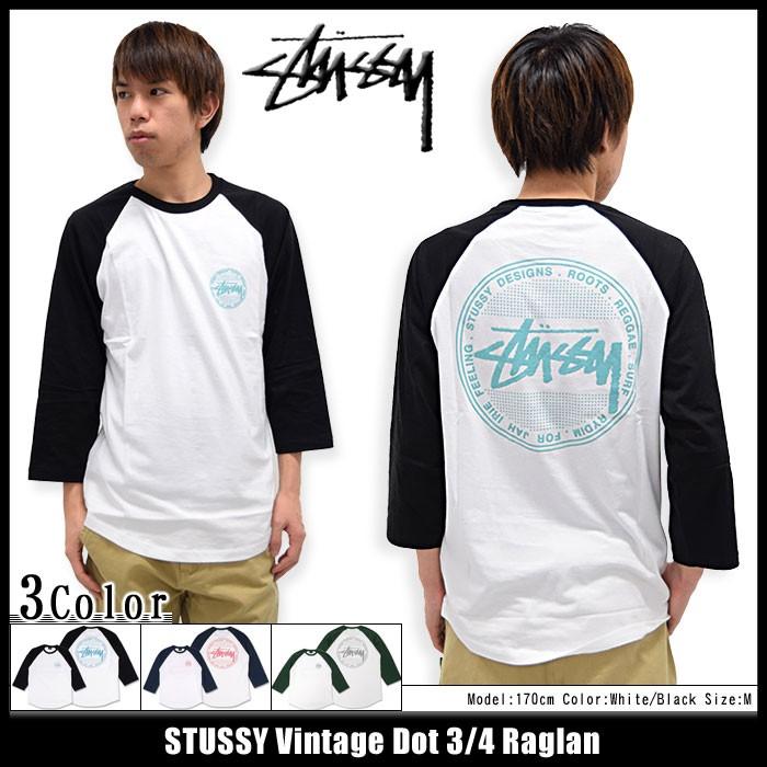 希少レア ヴィンテージ stussy ステューシー ラグラン 七分Tシャツ STUSSY ステューシー ラグラン 七分袖 Vintage Dot(stussy