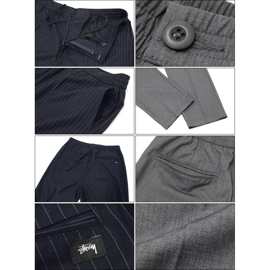 Stussyナイロン サイドストライプ ネイビーパンツ stussy(ステューシー) Beach Pant Wrinkled Stripeシワ加工
