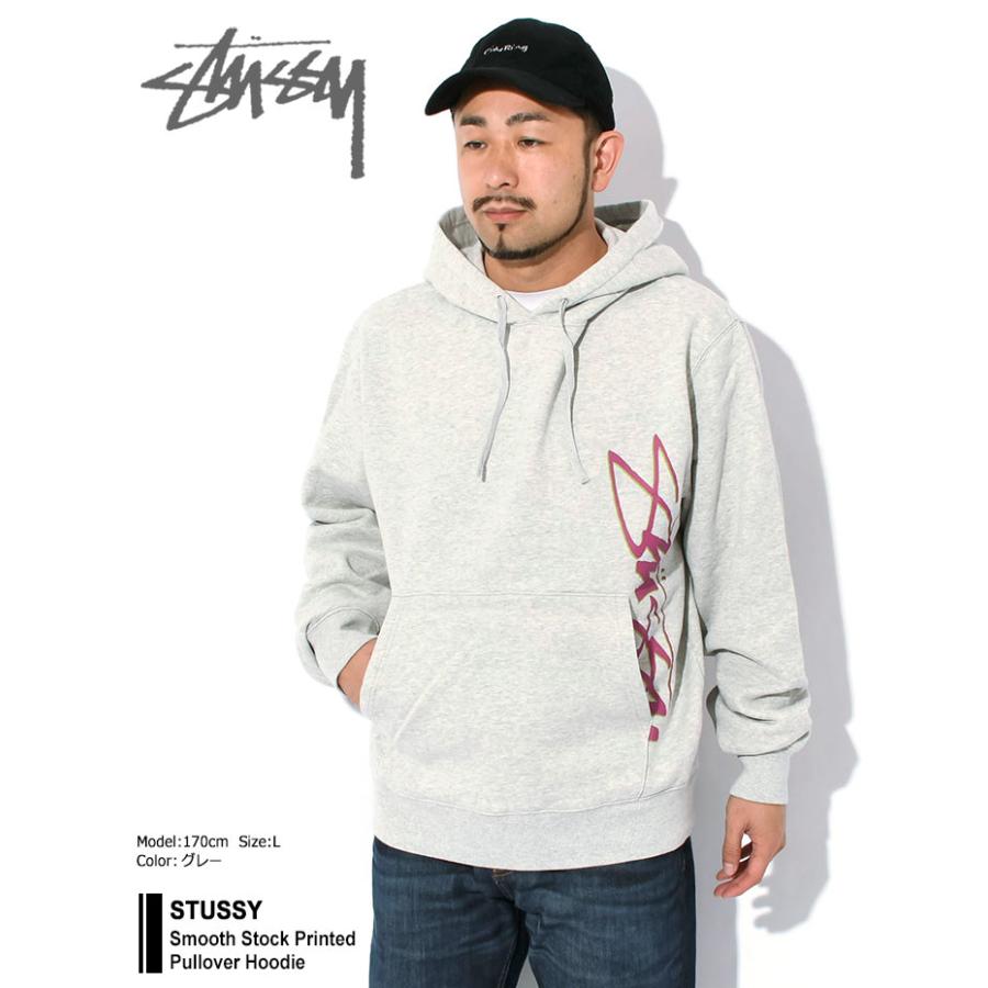 STUSSY センターロゴ　パーカー　スウェット　グレー　M STUSSY（ステューシー） パーカー プルオーバー メンズ Smooth Stock