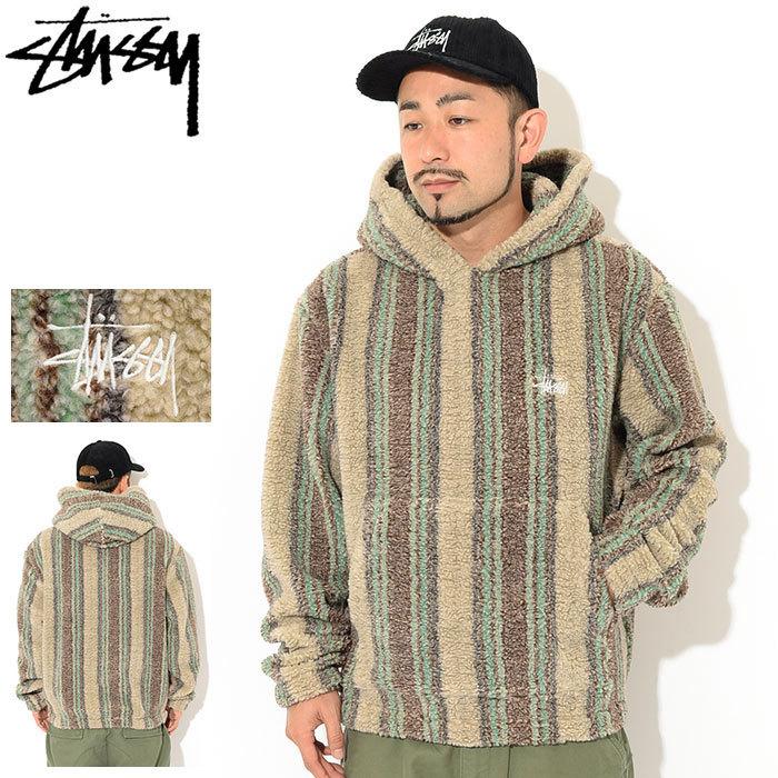 ステューシー ジャケット STUSSY メンズ Stripe Sherpa Hoodie ( stussy JKT シェルパ フリースジャケット 118438 USAモデル 正規 )｜icefield