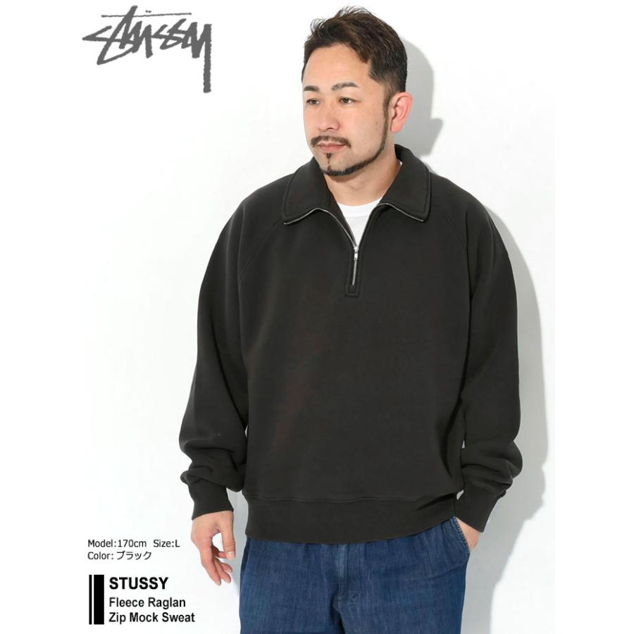 STUSSY ステューシー トレーナー メンズ Fleece Raglan Zip Mock STUSSY ステューシー トレーナー メンズ Fleece Raglan Zip Mock