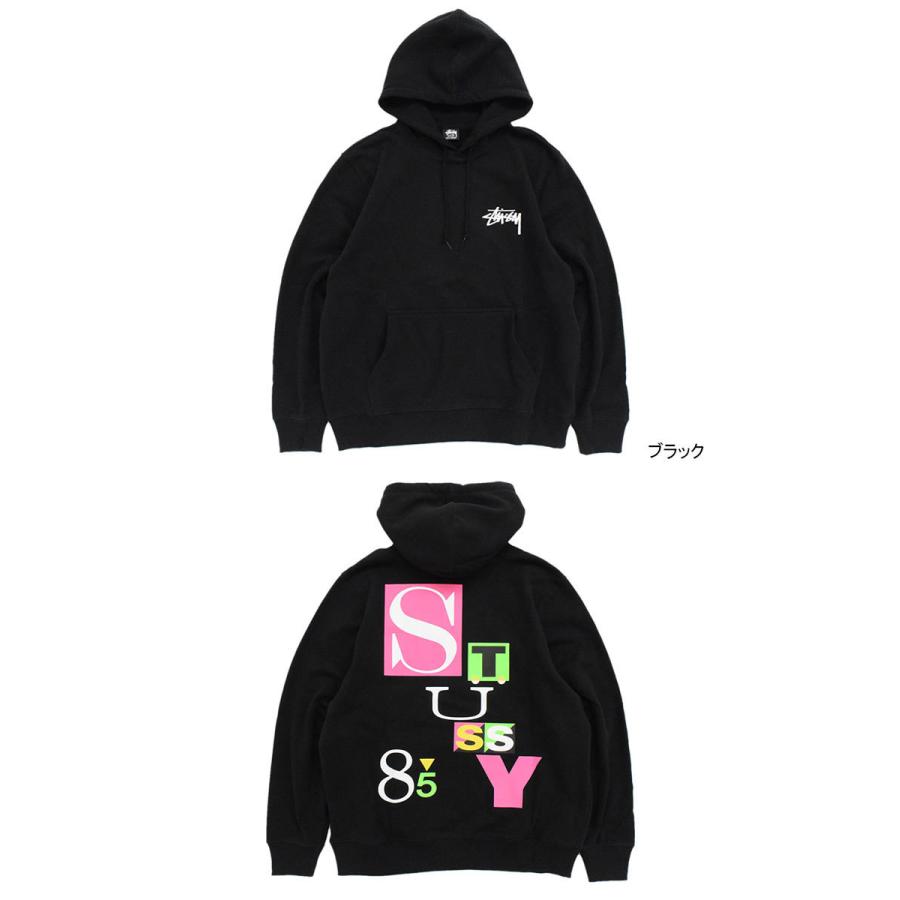 Stussy ステューシー パーカー ロゴ刺繍 裏起毛 ブラック S STUSSY（ステューシー） パーカー プルオーバー メンズ & レディース