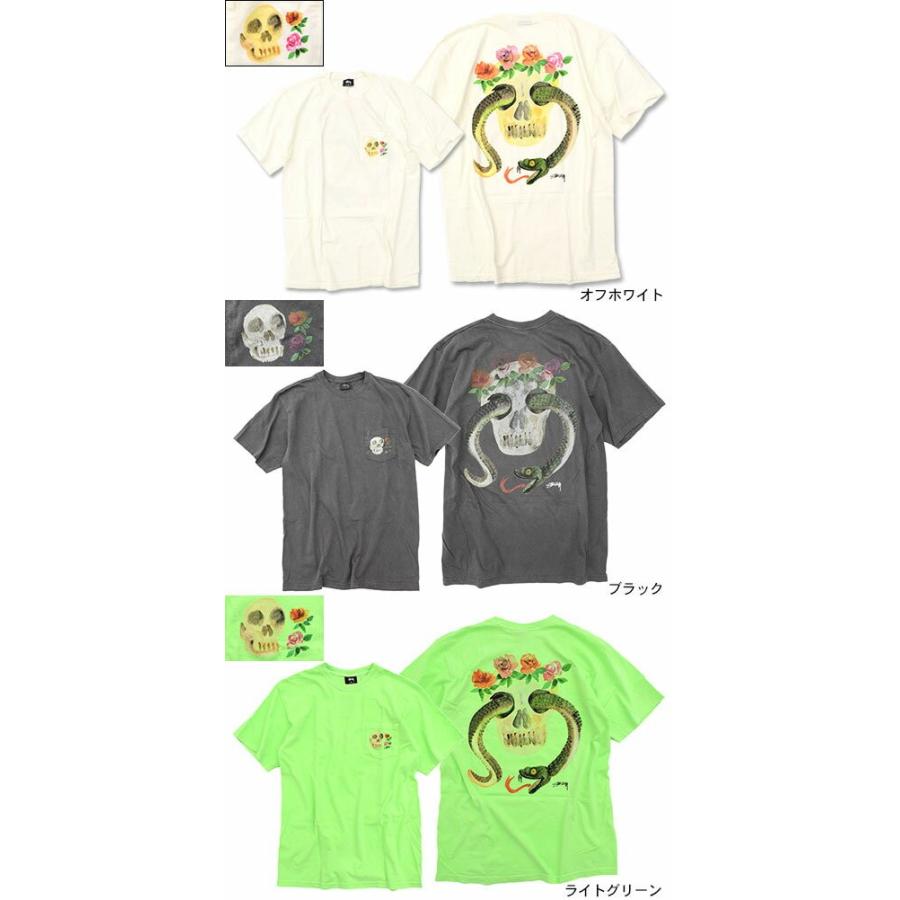 ステューシー Tシャツ 半袖 STUSSY メンズ Calavera Pigment Dyed Pocket(stussy tee ピグメント ポケット 1944196 USAモデル 正規)｜icefield｜02