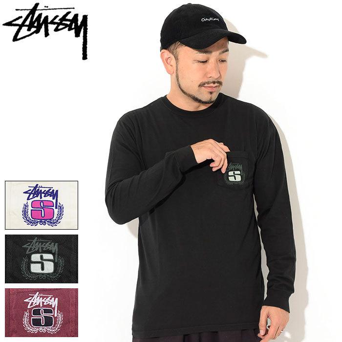 ✨新品✨ STUSSY ブラック【LB WREATH STUSSY TEE】L STUSSY（ステューシー） Tシャツ 長袖 メンズ S Wreath Pigment Dyed