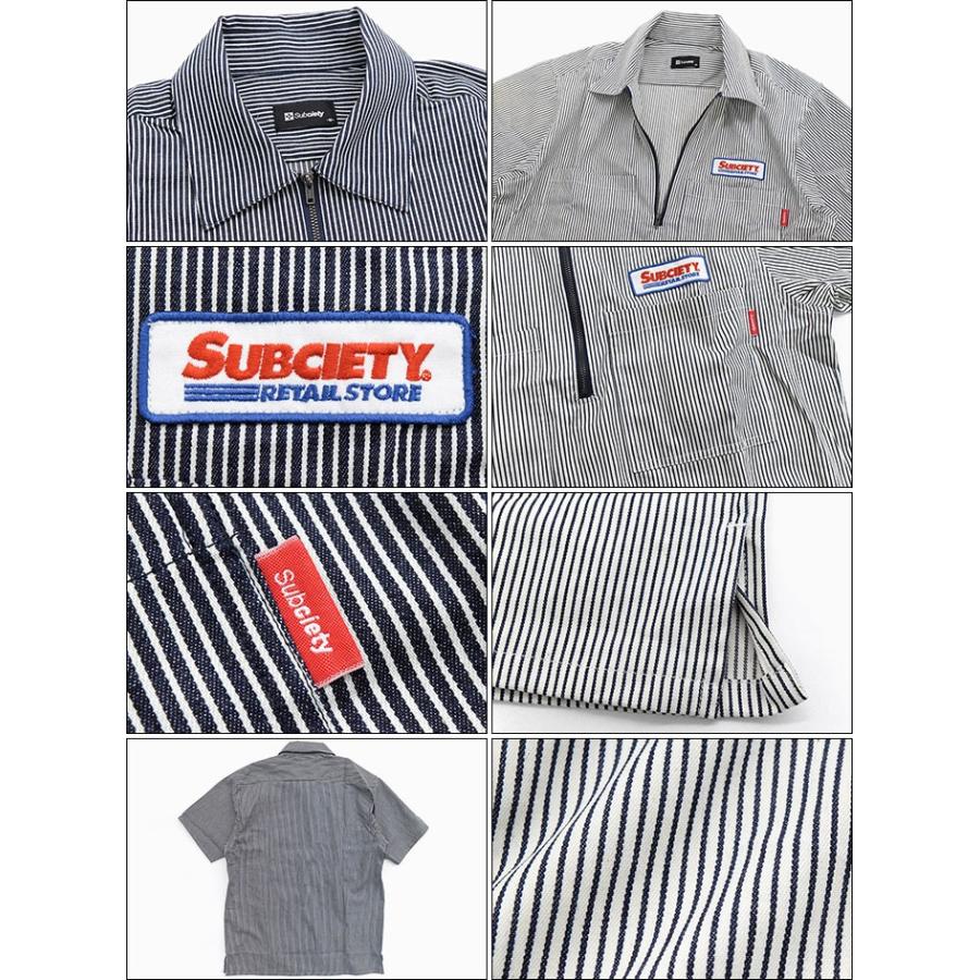 Subciety（サブサエティ） シャツ 半袖 メンズ ハーフ ジップ ( Half