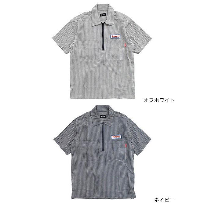 Subciety（サブサエティ） シャツ 半袖 メンズ ハーフ ジップ ( Half