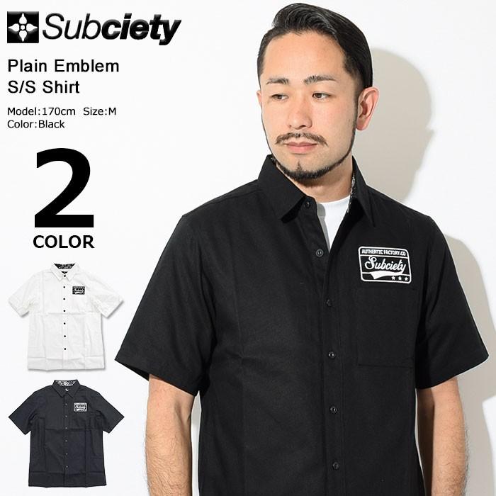 Subciety サブサエティ シャツ 半袖 メンズ プレーン エンブレム 