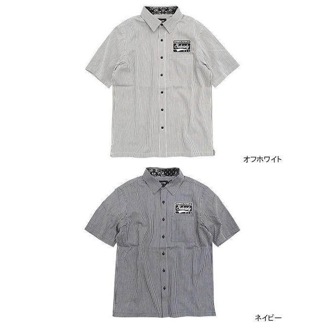 Subciety（サブサエティ） シャツ 半袖 メンズ ストライプ エンブレム