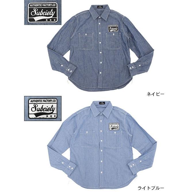 Subciety（サブサエティ） シャツ 長袖 メンズ シャンブレー