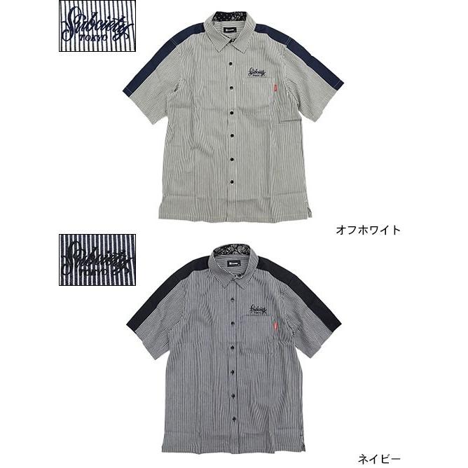 Subciety（サブサエティ） シャツ 半袖 メンズ ストライプ ワーク