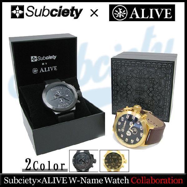 Subciety x ALIVE コラボ 腕時計 AD01 Subciety（サブサエティ） Subciety×アライブ Wネーム ウォッチ コラボ