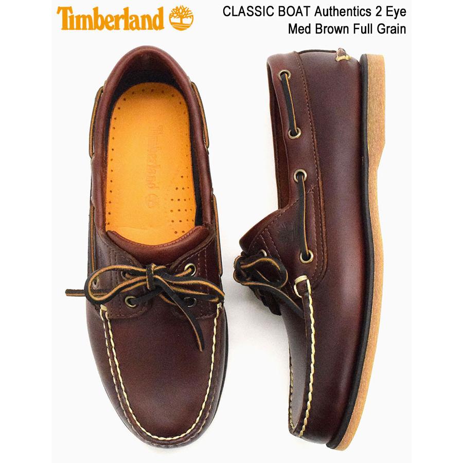 日本正規品 ティンバーランド デッキシューズ Timberland クラシック ボート オーセンティックス ツーアイ Med Brown Full Grain (25077)｜icefield｜02