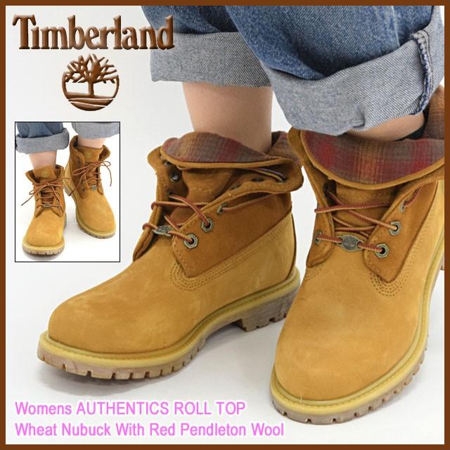 ティンバーランド Timberland ブーツ ウィメンズ オーセンティックス ロールトップ ウィート ヌバック ウィズ レッド ペンドルトン(8561B)｜icefield｜02