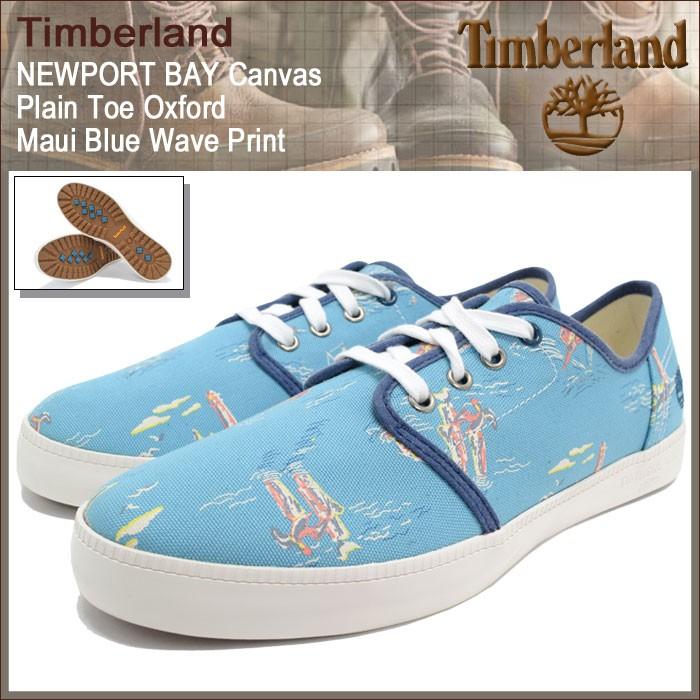 ティンバーランド Timberland スニーカー メンズ ニューポート ベイ キャンバス プレーントゥ オックスフォード Maui Blue Wave Print(A14WP)｜icefield