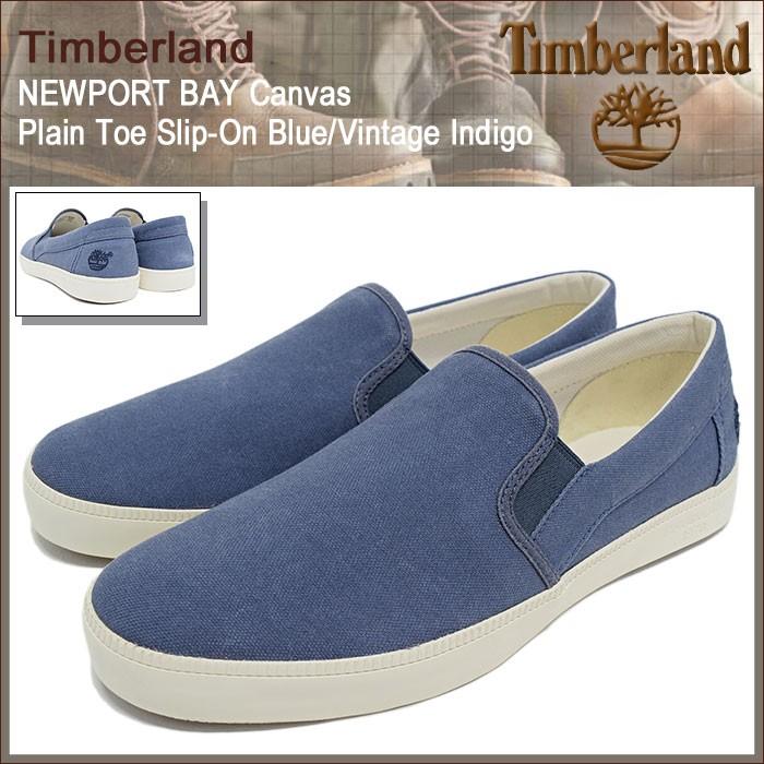 ティンバーランド Timberland スニーカー メンズ ニューポート ベイ キャンバス プレーントゥ スリップオン Blue/Vintage Indigo(A16EP)｜icefield