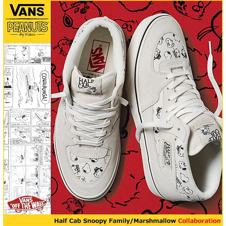 バンズ VANS スニーカー メンズ 男性用 ピーナッツ ハーフキャブ Snoopy Family/Marshmallow コラボ(VN-0A348EQV3 VANS×PEANUTS Half Cab)｜icefield｜02