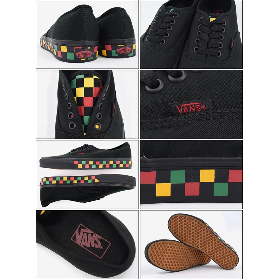 バンズ VANS スニーカー メンズ 男性用 オーセンティック Black/Black/Rasta チェッカー テープ(VN-0A38EMMOQ Authentic Checker Tape)｜icefield｜02