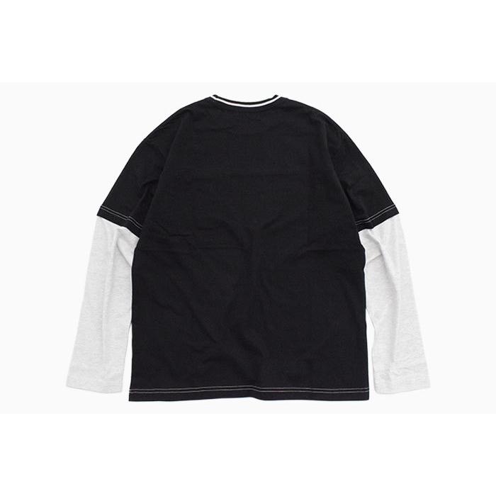 【ブラック】layered long set tee KSCY Roots Layered Longsleeve Tee in Jet Black | Neverland Store