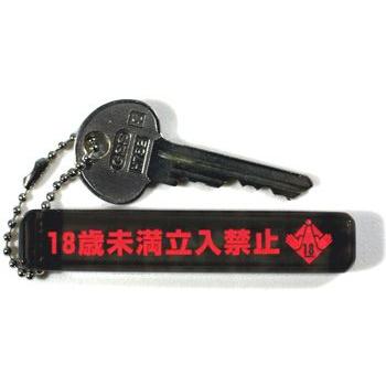 ミニホテルキー 18歳未満立ち入り禁止 キーホルダー 015 : 遊べるT