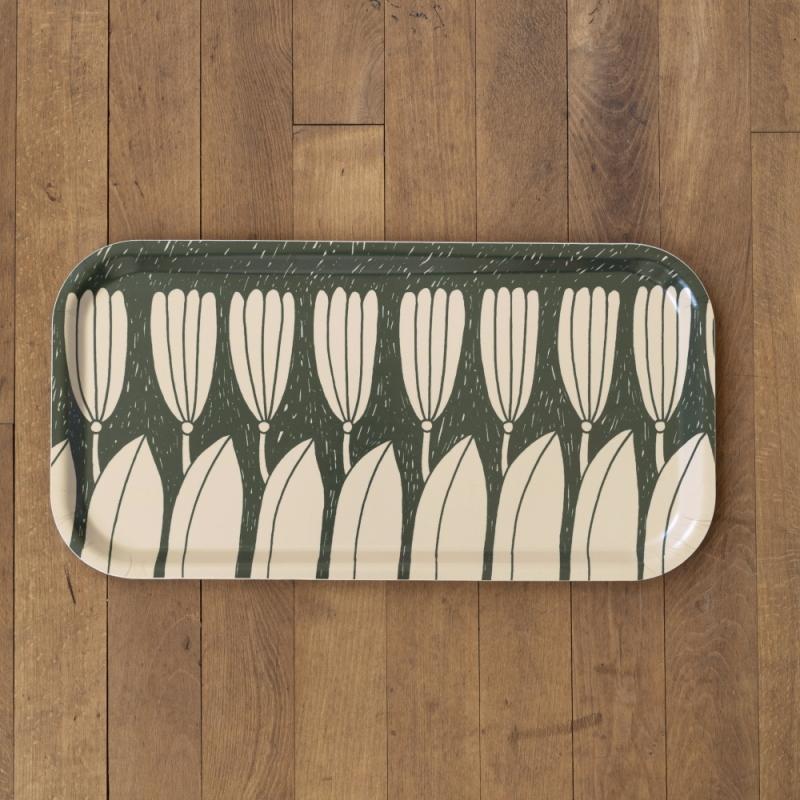 木製 トレイ角型 長方形 43X22 トレー KROKUS クロッカス グリーン