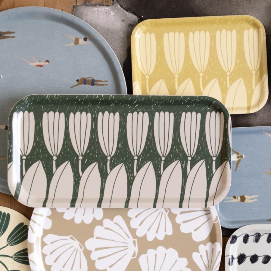 木製 トレイ角型 長方形 43X22 トレー KROKUS クロッカス グリーン