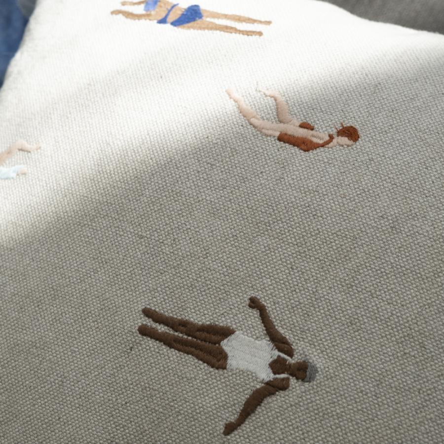 クッションカバー スイマー 水泳 スイミング 刺繍 48X48 中綿別売