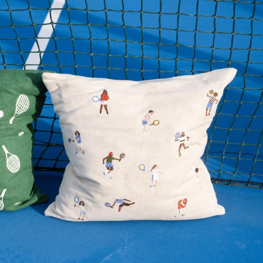 クッションカバー テニス テニスプレーヤー 刺繍 48X48 中綿別売 50x50
