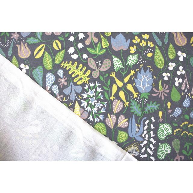 ユンバリ 生地 布 Herbarium ハーバリウム グレー Ljungbergs 北欧  