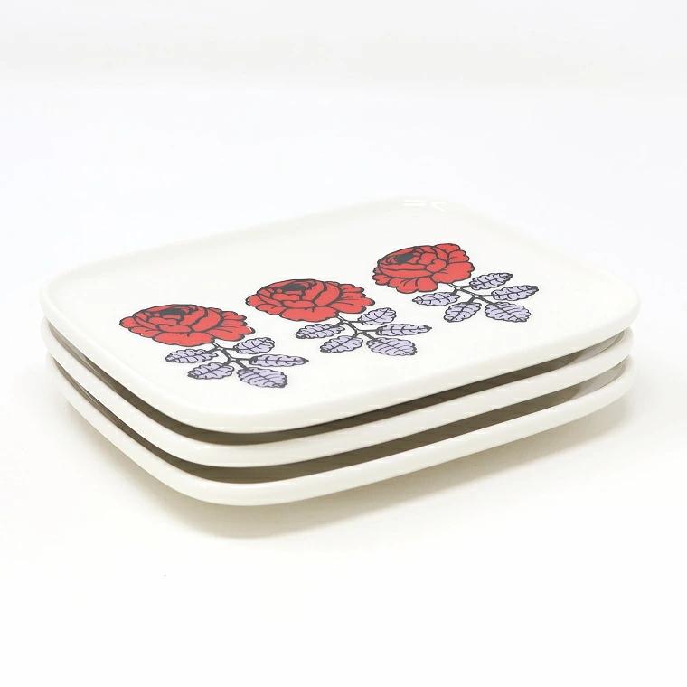 マリメッコ ミニプレート 角皿 15.5cm ヴィヒキルース レッド ライラック No.143 アジア限定 marimekko 小皿 磁器 正規品 | marimekko | 01