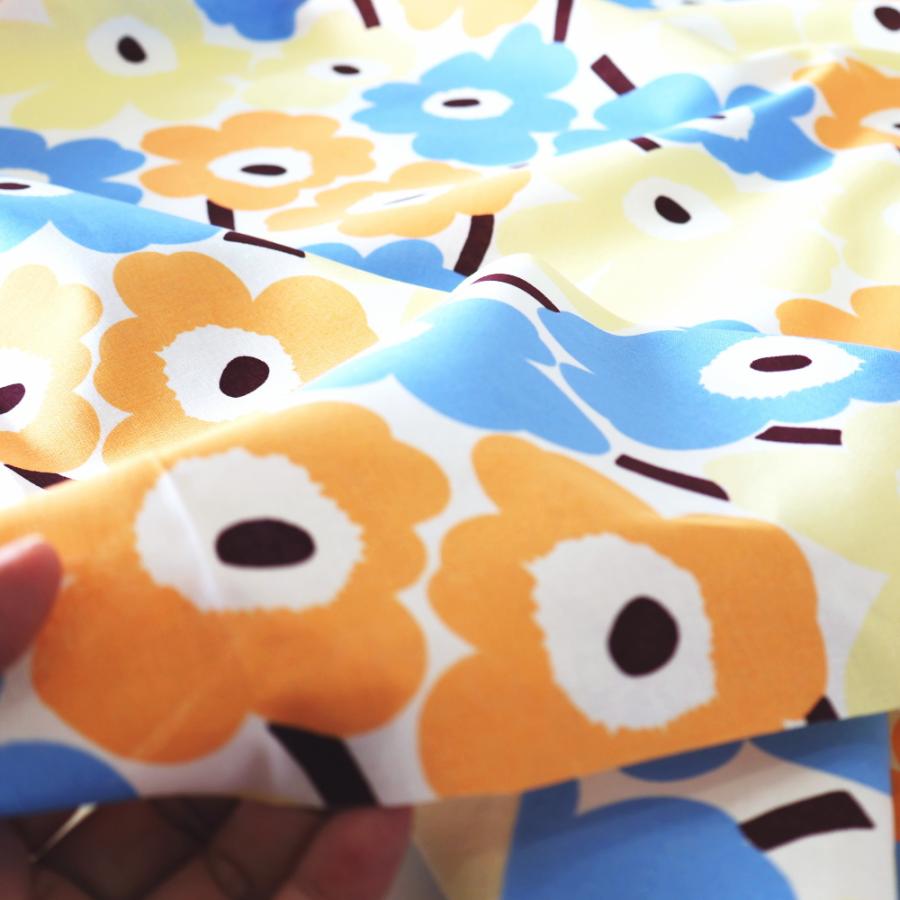 marimekko（マリメッコ） 生地 ミニウニッコ ブルー オレンジ イエロー