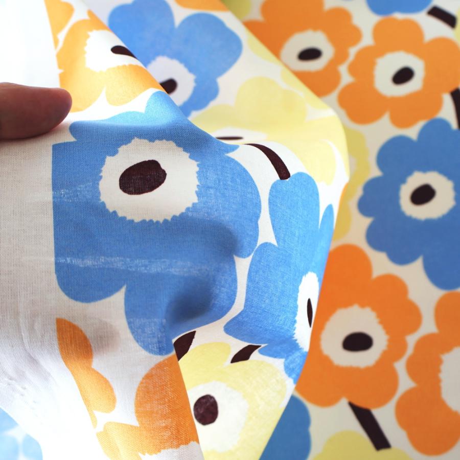 marimekko（マリメッコ） 生地 ミニウニッコ ブルー オレンジ イエロー