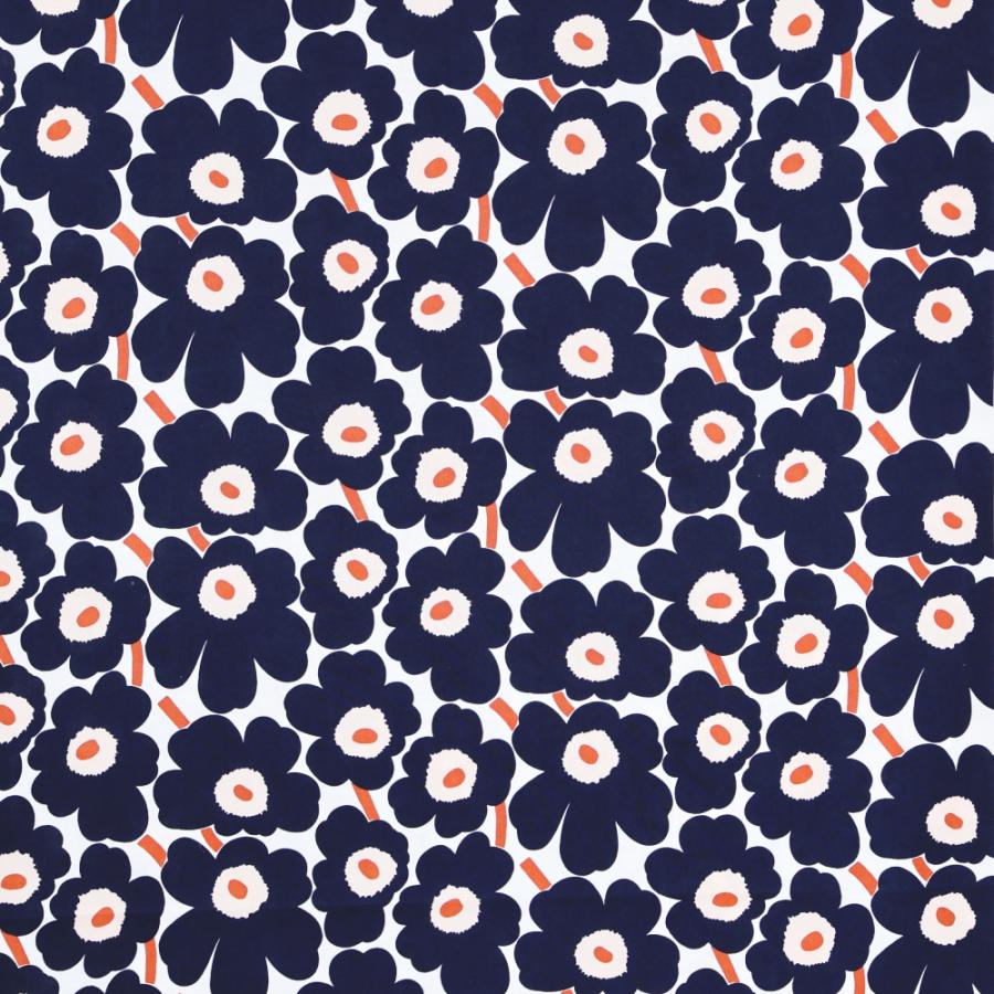 marimekko マリメッコ 生地 ミニウニッコ 紺 ネイビー オレンジ marimekko マリメッコ 生地 ミニウニッコ 紺 ネイビー オレンジ