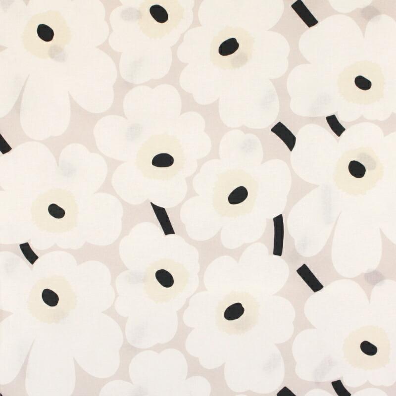 マリメッコ 生地 ピエニウニッコ ベージュ地 ナチュラルホワイト 白 10cm単位 切り売り No.813 PIENI UNIKKO marimekko 綿 布 ファブリック 北欧 正規品｜icenter