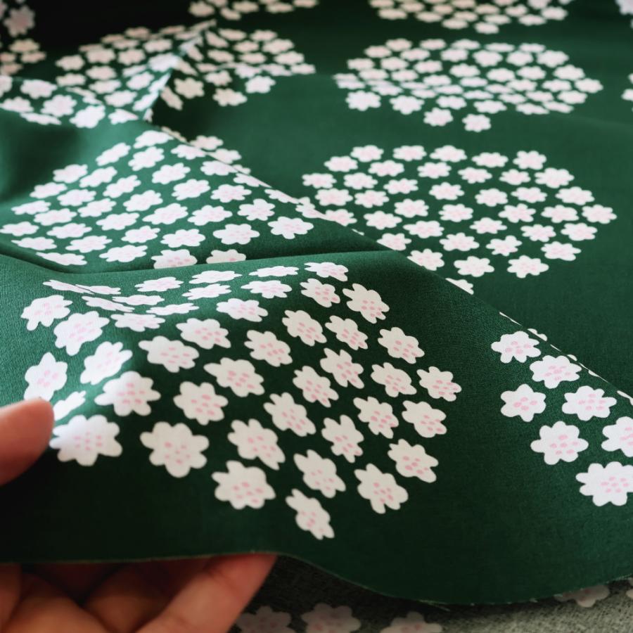 marimekko マリメッコ 生地 プケッティ ダークグリーン ピンク
