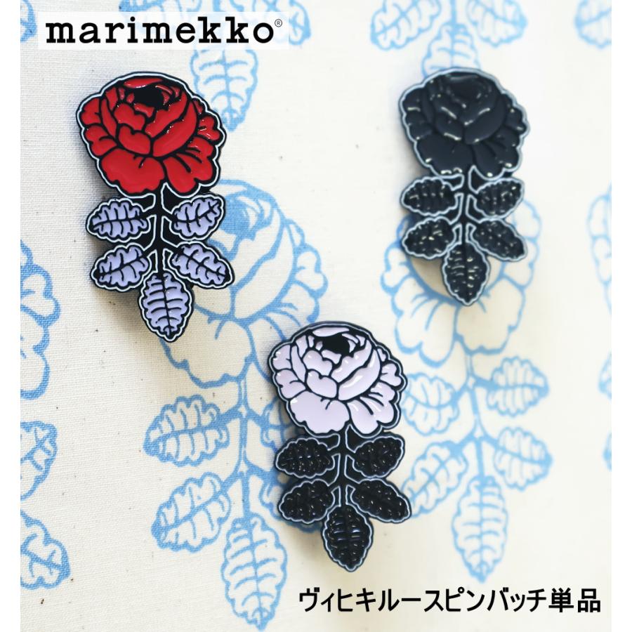 marimekko ピンバッチ ヴィヒキルース 単品 レッド ブラック