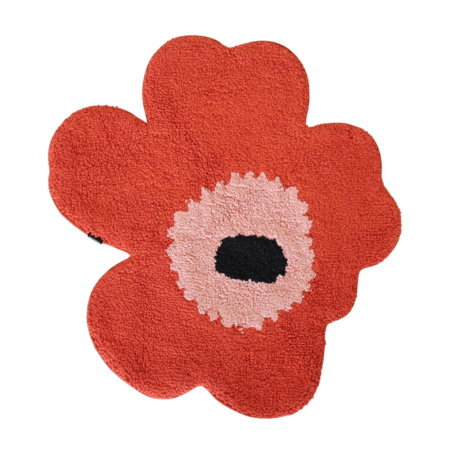 ウニッコ バスマット オレンジレッド パウダー unikko 玄関マット かわいい おしゃれ 正規品 花柄 marimekko 北欧 | marimekko