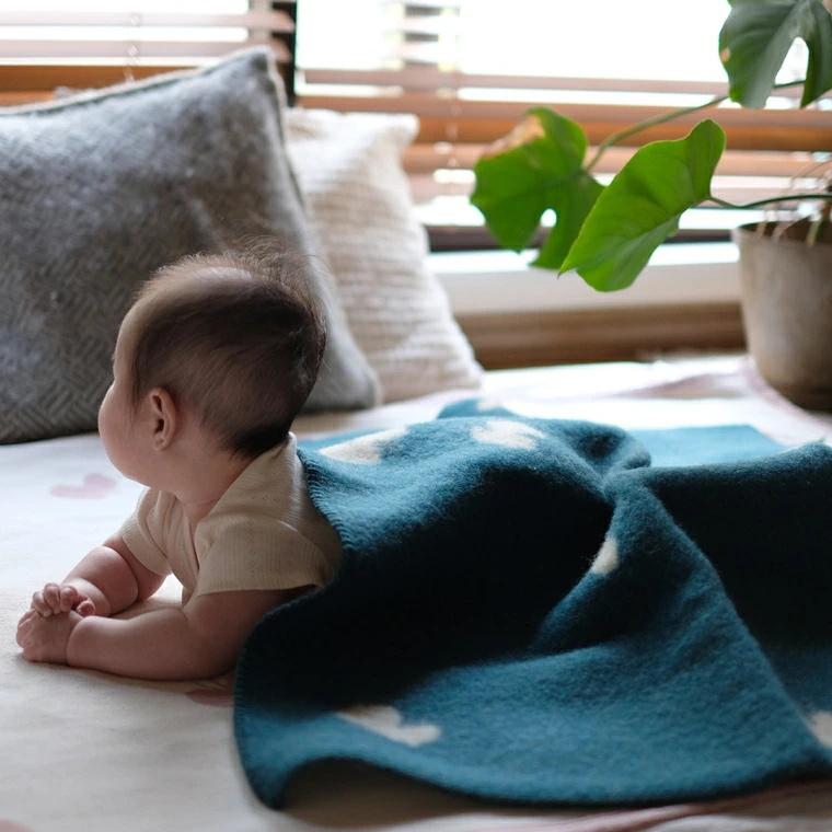 KLIPPAN ブランケット ミニ ウール ちょうちょ CHOUCHO ブルーグリーン