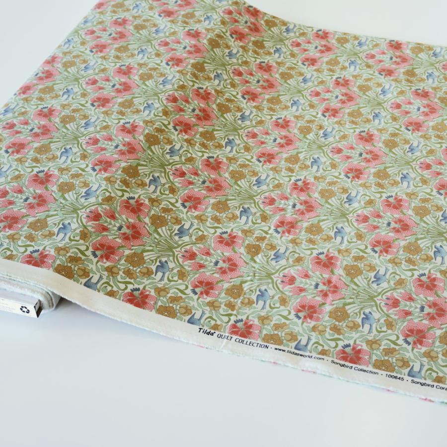 ティルダ 生地 Songbird Blue ソングバード コーラル ピンク 110cm巾 10cm単位 布 Tilda 手作り かわいい 小鳥  切り売り 小さい柄 北欧 |  | 06