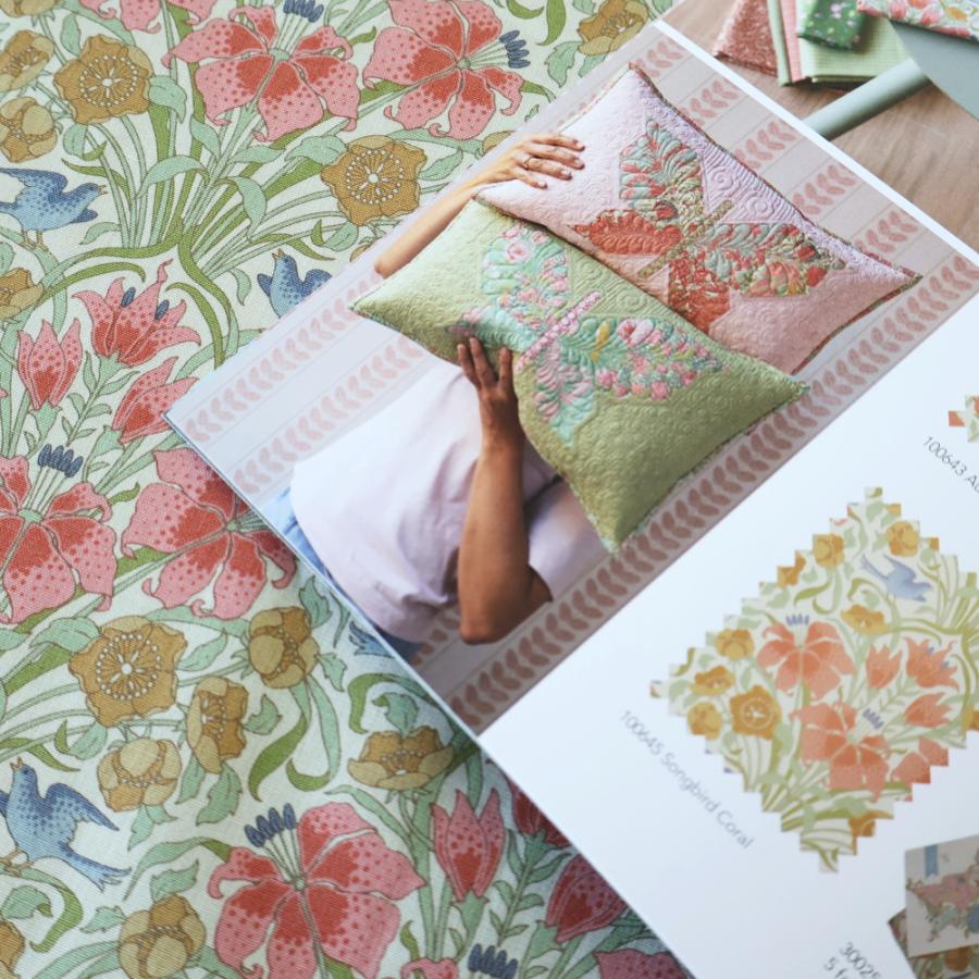 ティルダ 生地 Songbird Blue ソングバード コーラル ピンク 110cm巾 10cm単位 布 Tilda 手作り かわいい 小鳥  切り売り 小さい柄 北欧 |  | 08