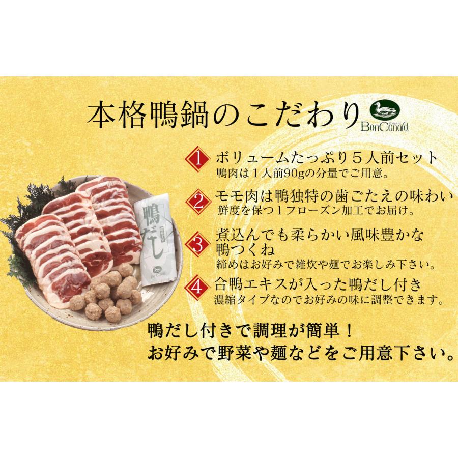 合鴨鍋セット 5人前 鴨鍋 鴨肉 モモ肉 合鴨つくね 鴨だし ギフト 送料