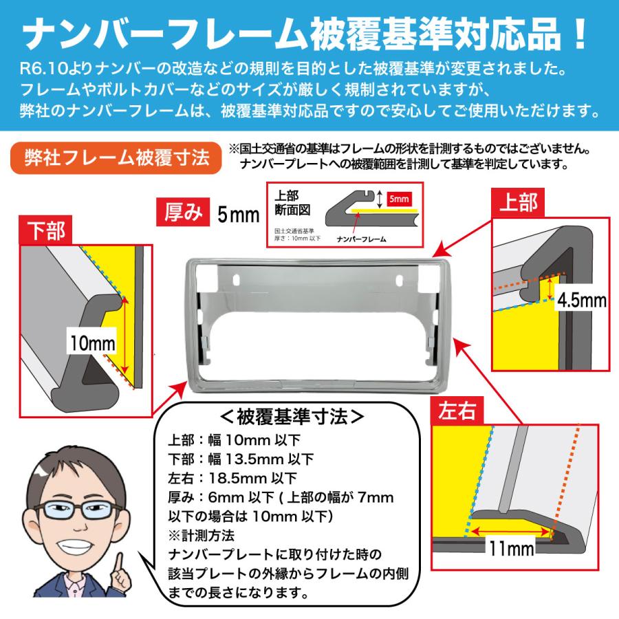 軽・普通自動車用 メッキナンバーフレーム クロムメッキ 国産 シルバー
