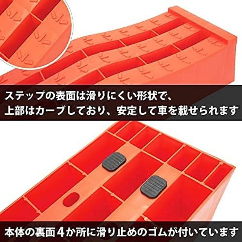 整備用スロープ　カースロープ　ローダウン車対応　赤　2個セット　軽量　カーランプ　C　ジャッキサポート　プラスチックラダーレール　コンパクト