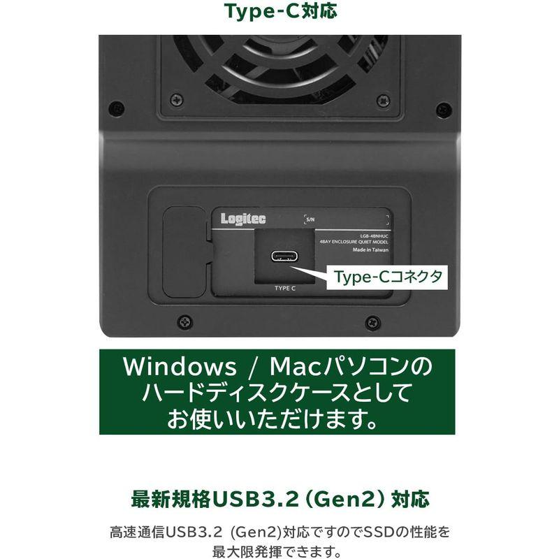パソコン周辺機器 ロジテック Type-C 対応 HDDケース 3.5インチ   2.5インチ HDD SSD 搭載可 4BAY (4台)   Windows